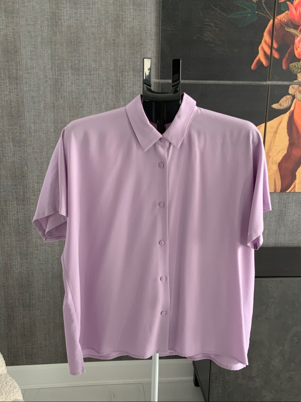 Uniqlo Lavender short sleeves Button-Down Shirt M